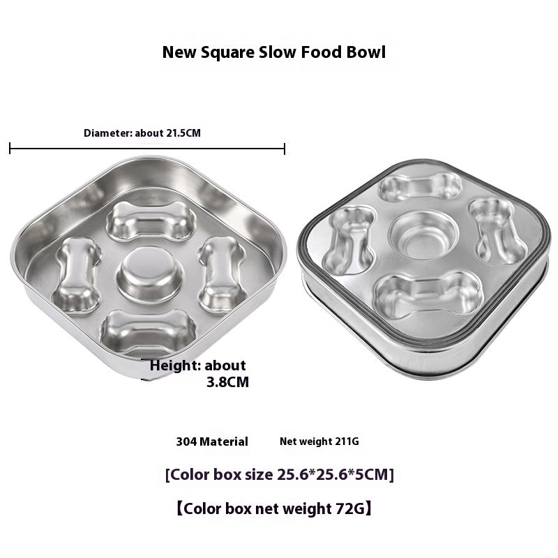 Non-slip Anti-choke 304 Stainless Steel Pet Slow Feeding Bowl