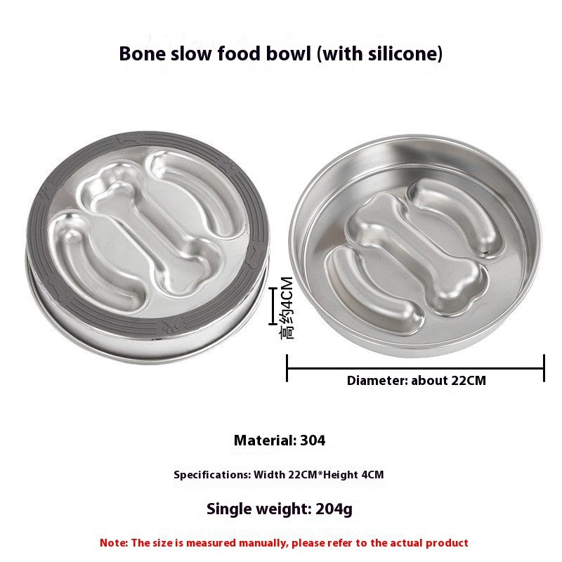 Non-slip Anti-choke 304 Stainless Steel Pet Slow Feeding Bowl