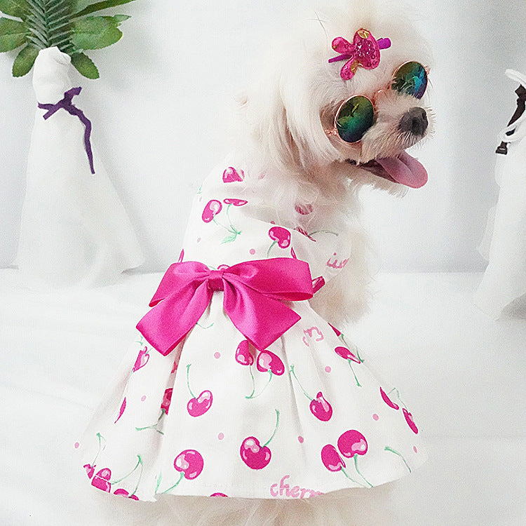 New Pet Clothes Bow Floral Skirt