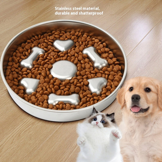 Non-slip Anti-choke 304 Stainless Steel Pet Slow Feeding Bowl